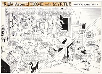 DUDLEY FISHER (1890-1951) Group of three Right Around Home with Myrtle Comic Strips.